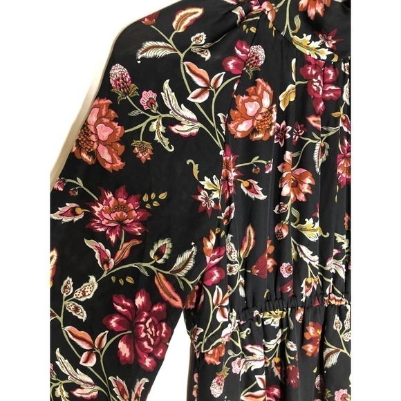 A.L.C. Nadia Silk Dress Floral Print Long Sleeve High Neck Black Size 8 - Picture 7 of 10